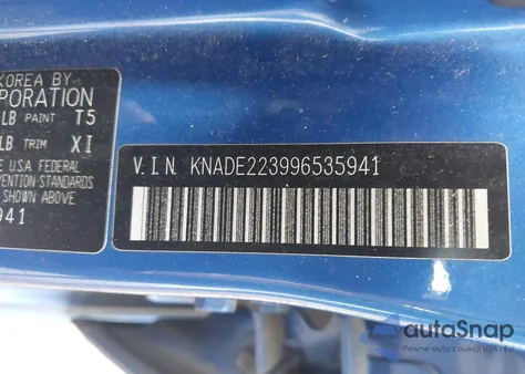 2009 Kia Rio Sx z USA, uszkodzony, nr VIN KNADE223996535941